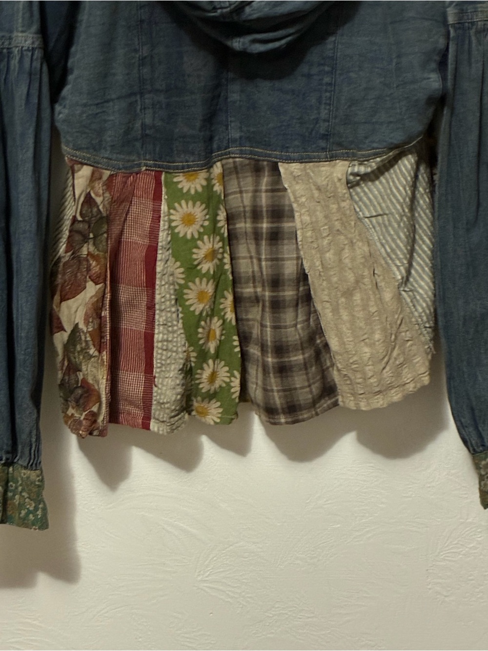 NWT Young Threads Mixed Media Patchwork Denim Hoodie top - Picture 14 of 15